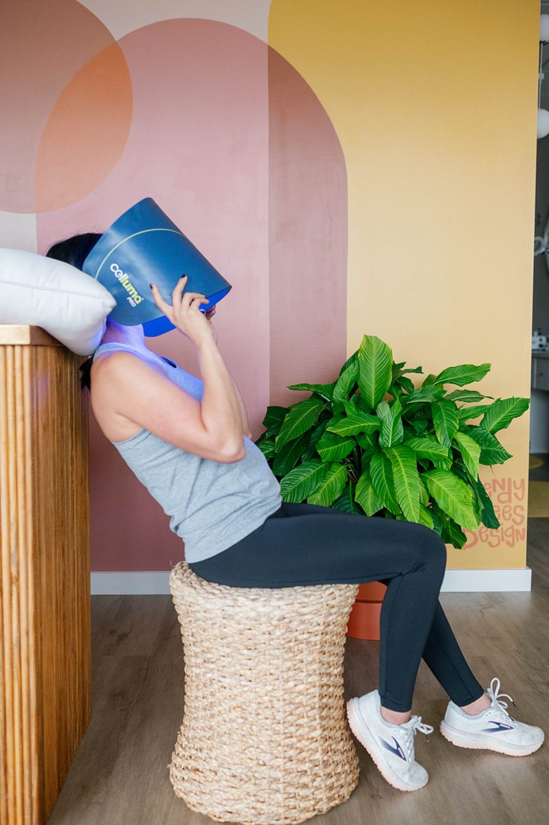 A guest takes a Celluma LED break